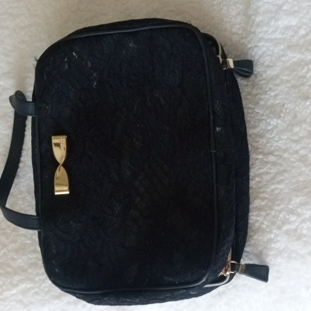 Victoria secret black lace and clear toiletry bag